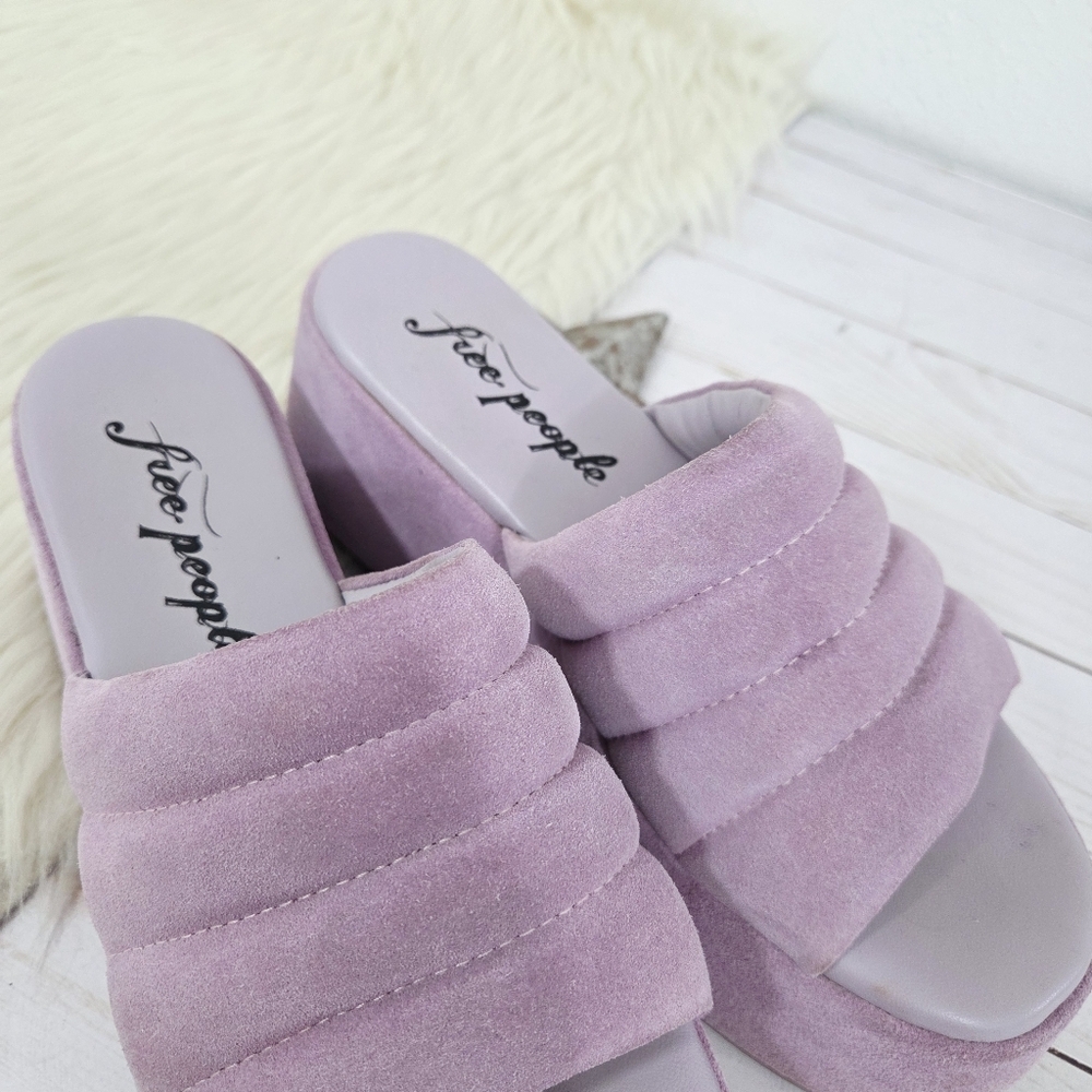 Free People Almost Paradise Flatform Sandals Orchid Purple Suede Pastel Size 37 - Picture 8 of 11